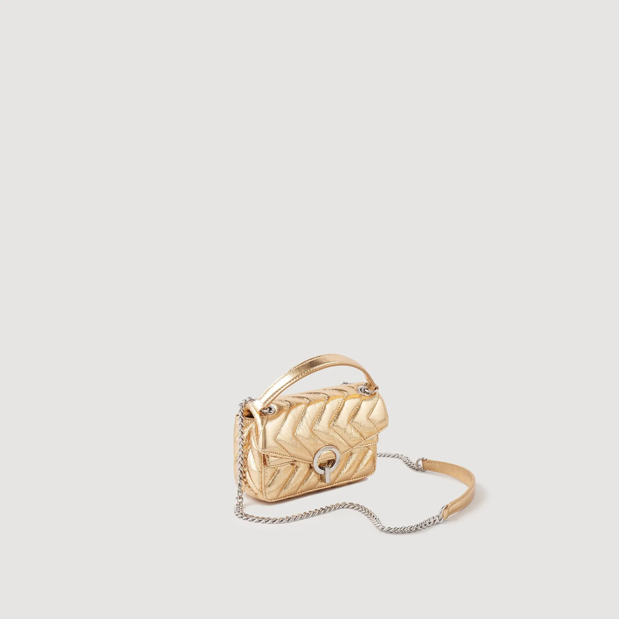 Sacs Porté Épaule|Mini Sacs*SANDRO Mini Sac Yza En Cuir Métallisé Doré