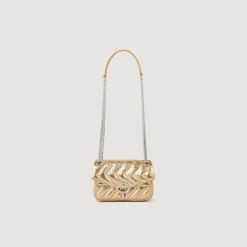 Sacs Porté Épaule|Mini Sacs*SANDRO Mini Sac Yza En Cuir Métallisé Doré