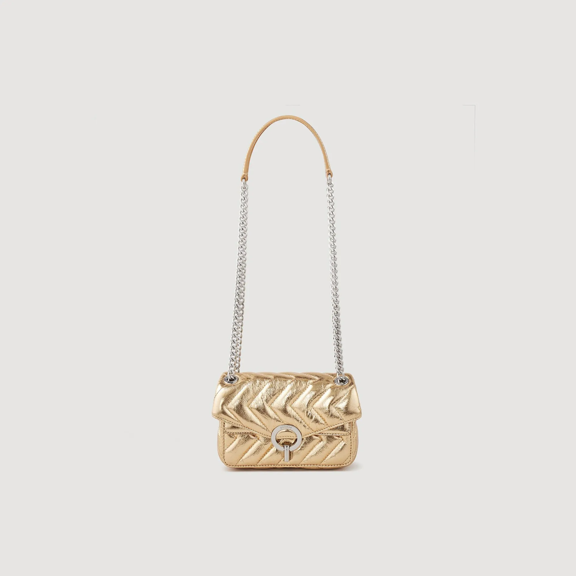 Sacs Porté Épaule|Mini Sacs*SANDRO Mini Sac Yza En Cuir Métallisé Doré