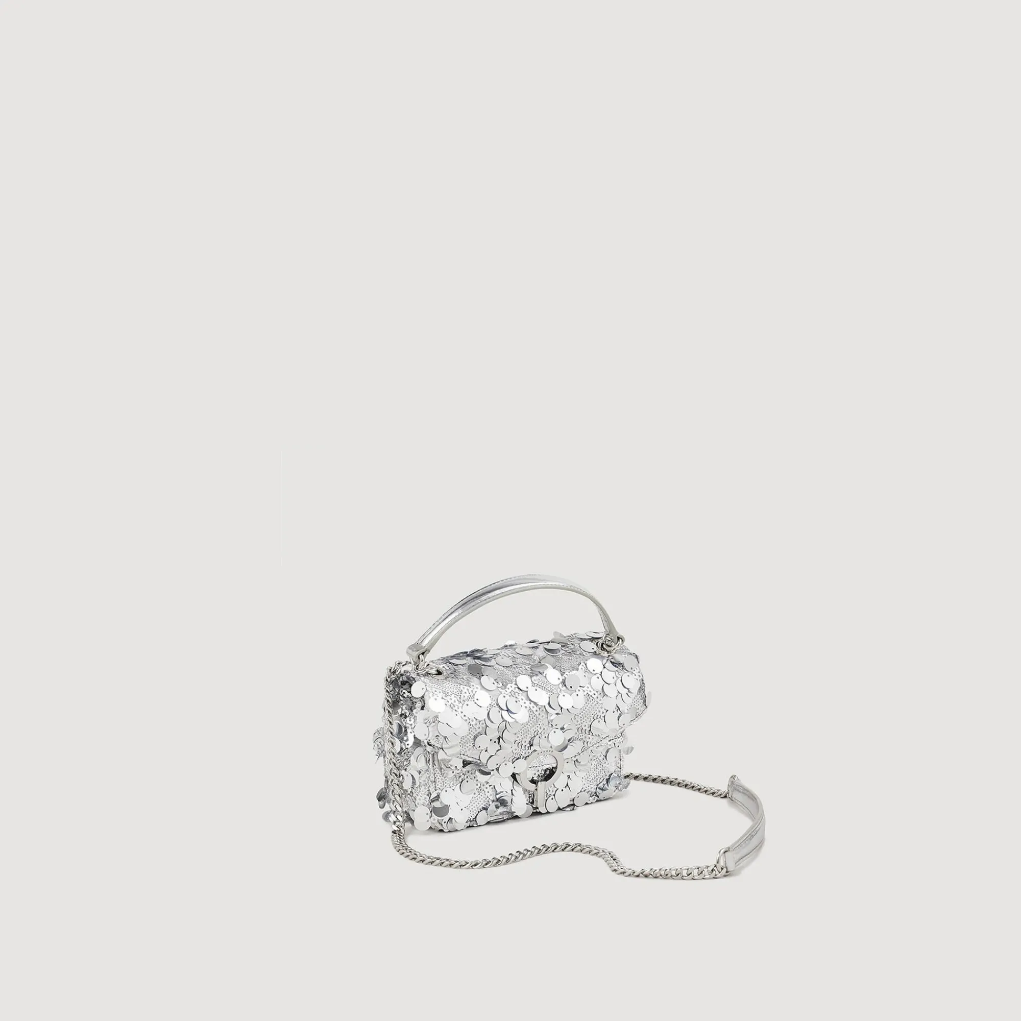 Sacs Porté Épaule|Mini Sacs*SANDRO Mini Sac Yza Sequins Argent
