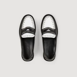 Mocassins & Mules*SANDRO Mocassins Bicolores à Clous Noir / Ecru