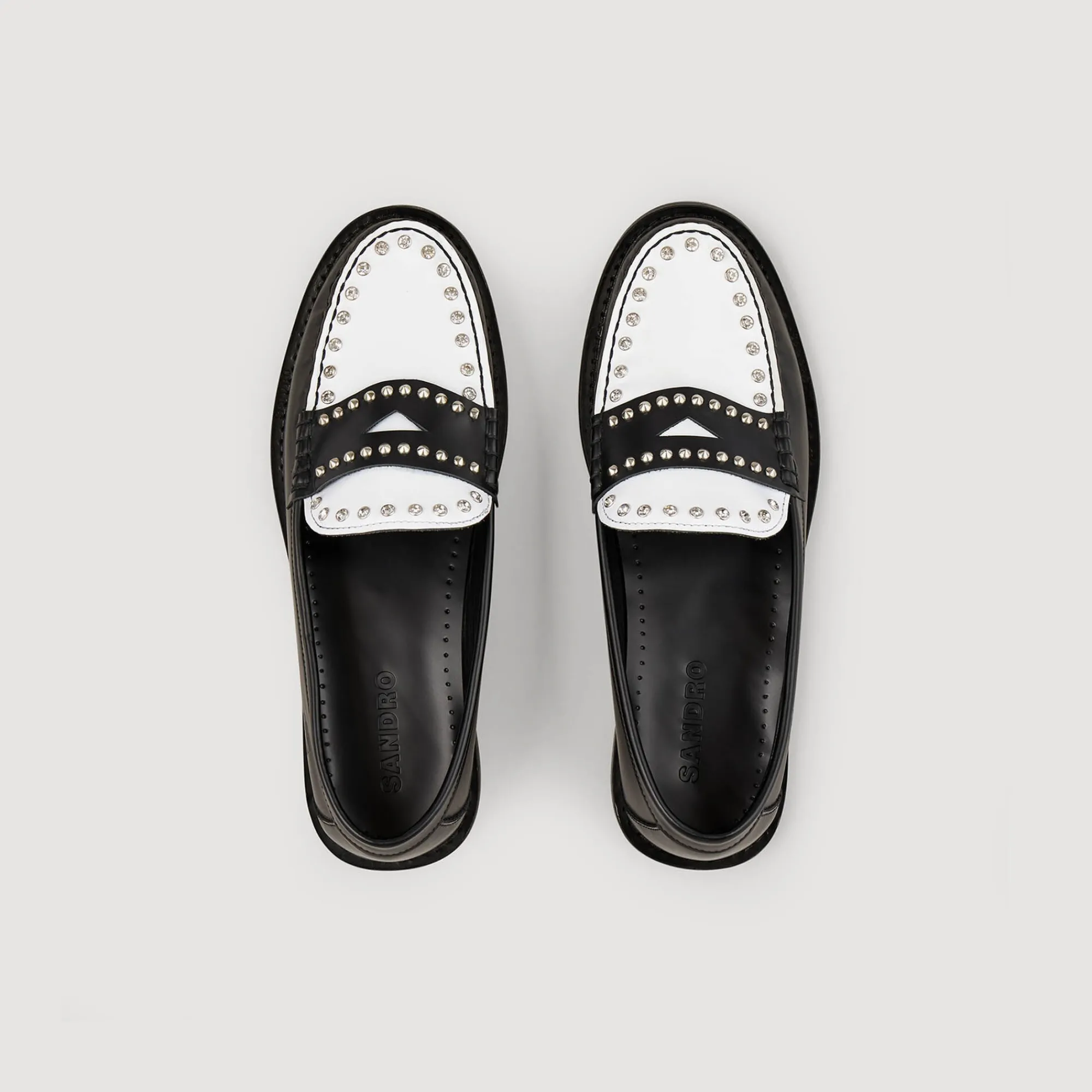 Mocassins & Mules*SANDRO Mocassins Bicolores à Clous Noir / Ecru