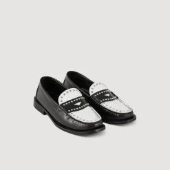Mocassins & Mules*SANDRO Mocassins Bicolores à Clous Noir / Ecru
