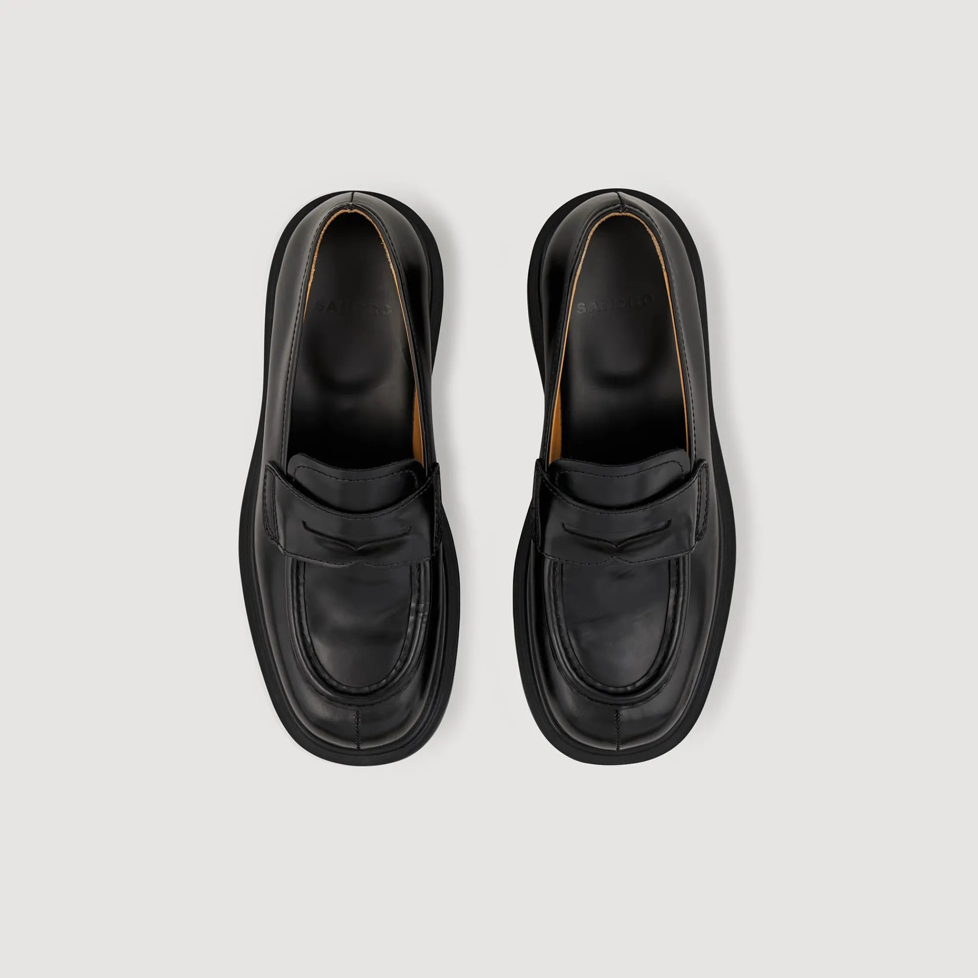Chaussures De Ville*SANDRO Mocassins En Cuir Glacé Noir