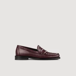 Mocassins & Mules*SANDRO Mocassins Strassés Et Cloutés En Cuir Bordeaux
