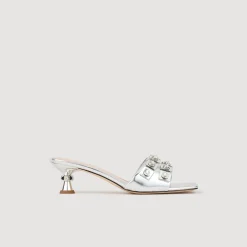 Sandales À Talons|Sandales*SANDRO Mules En Cuir Métallisé Argent