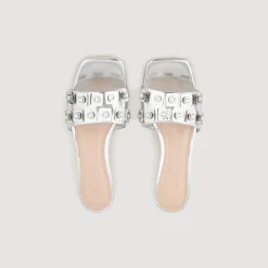 Sandales À Talons|Sandales*SANDRO Mules En Cuir Métallisé Argent