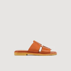 Sandales*SANDRO Mules En Cuir Végétal Marron Clair