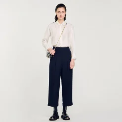 Costumes|Pantalons & Jeans*SANDRO Pantalon à Plis Marine