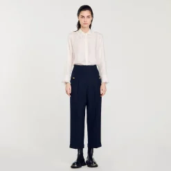 Costumes|Pantalons & Jeans*SANDRO Pantalon à Plis Marine