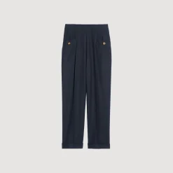Costumes|Pantalons & Jeans*SANDRO Pantalon à Plis Marine