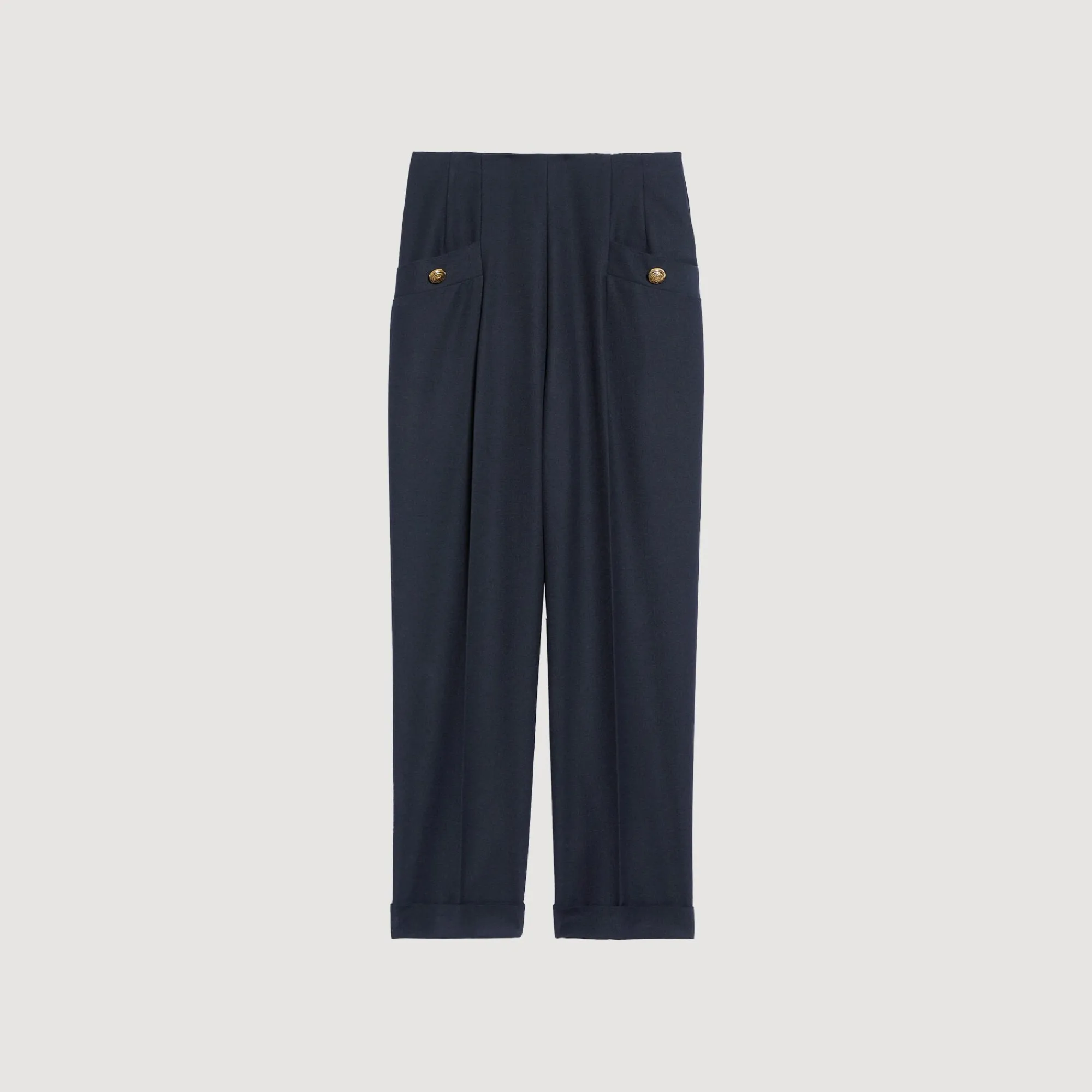 Costumes|Pantalons & Jeans*SANDRO Pantalon à Plis Marine