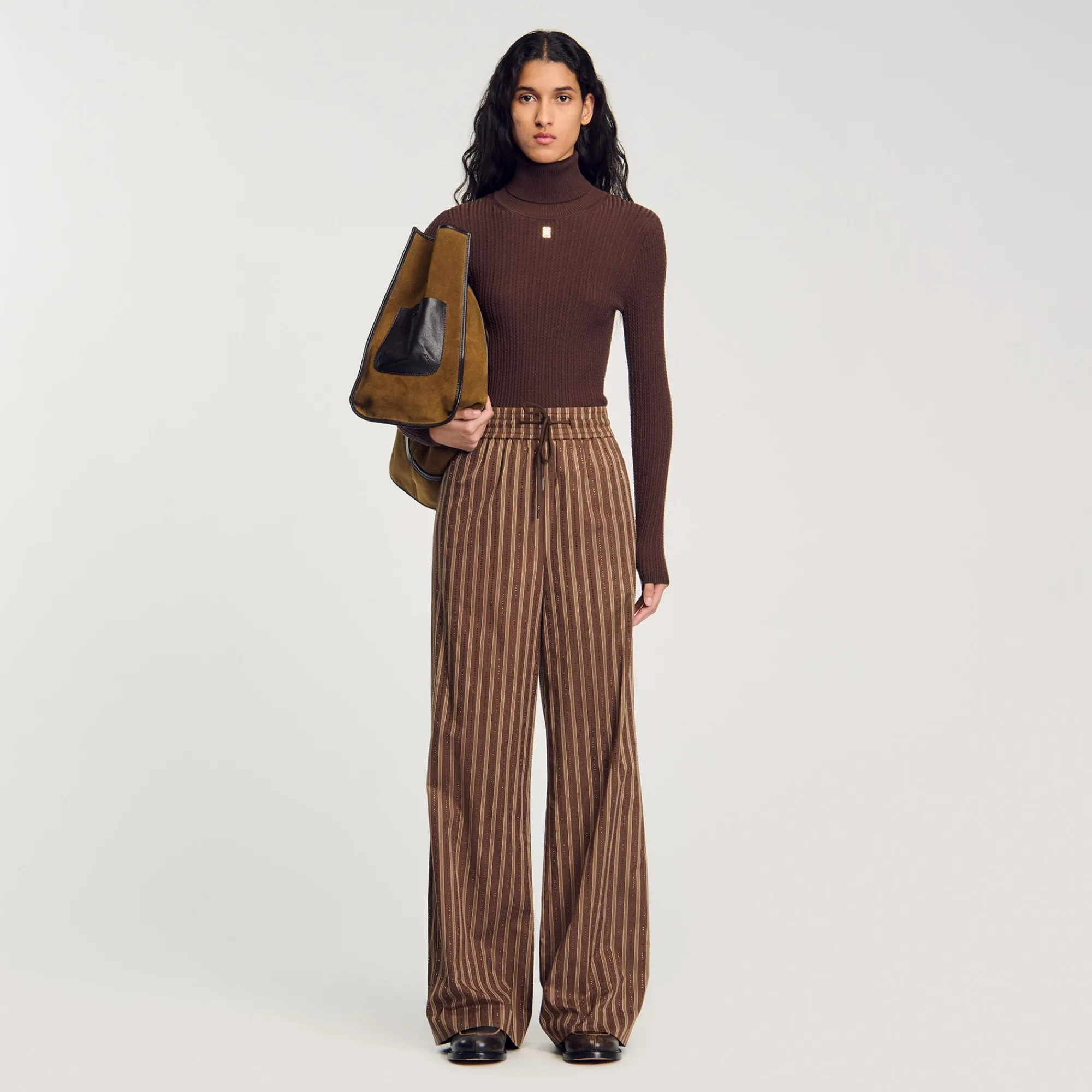 Ensembles|Pantalons & Jeans*SANDRO Pantalon à Rayures Marron