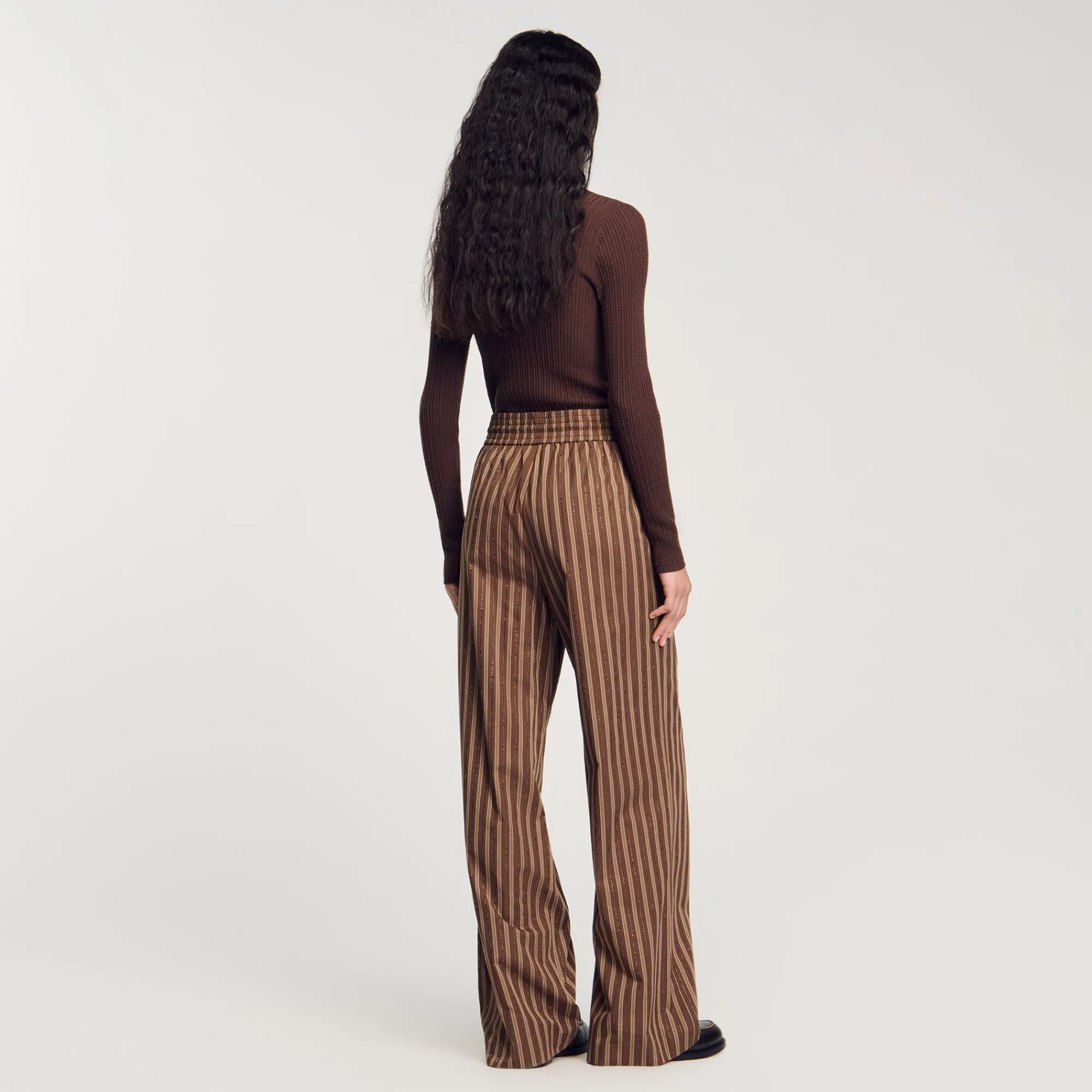 Ensembles|Pantalons & Jeans*SANDRO Pantalon à Rayures Marron