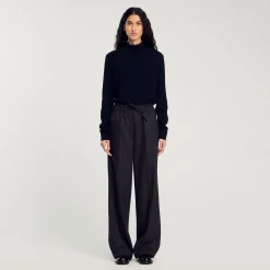 Costumes|Pantalons & Jeans*SANDRO Pantalon à Rayures Marron Foncé