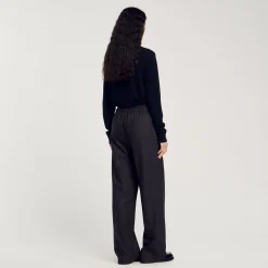 Costumes|Pantalons & Jeans*SANDRO Pantalon à Rayures Marron Foncé