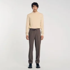 Pantalons & Shorts*SANDRO Pantalon à Taille élastiquée Taupe
