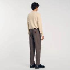 Pantalons & Shorts*SANDRO Pantalon à Taille élastiquée Taupe