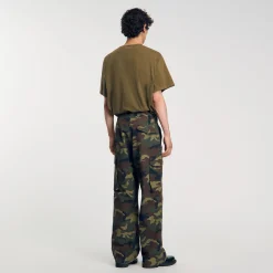 Pantalons & Shorts*SANDRO Pantalon Cargo Camouflage Camouflage kaki