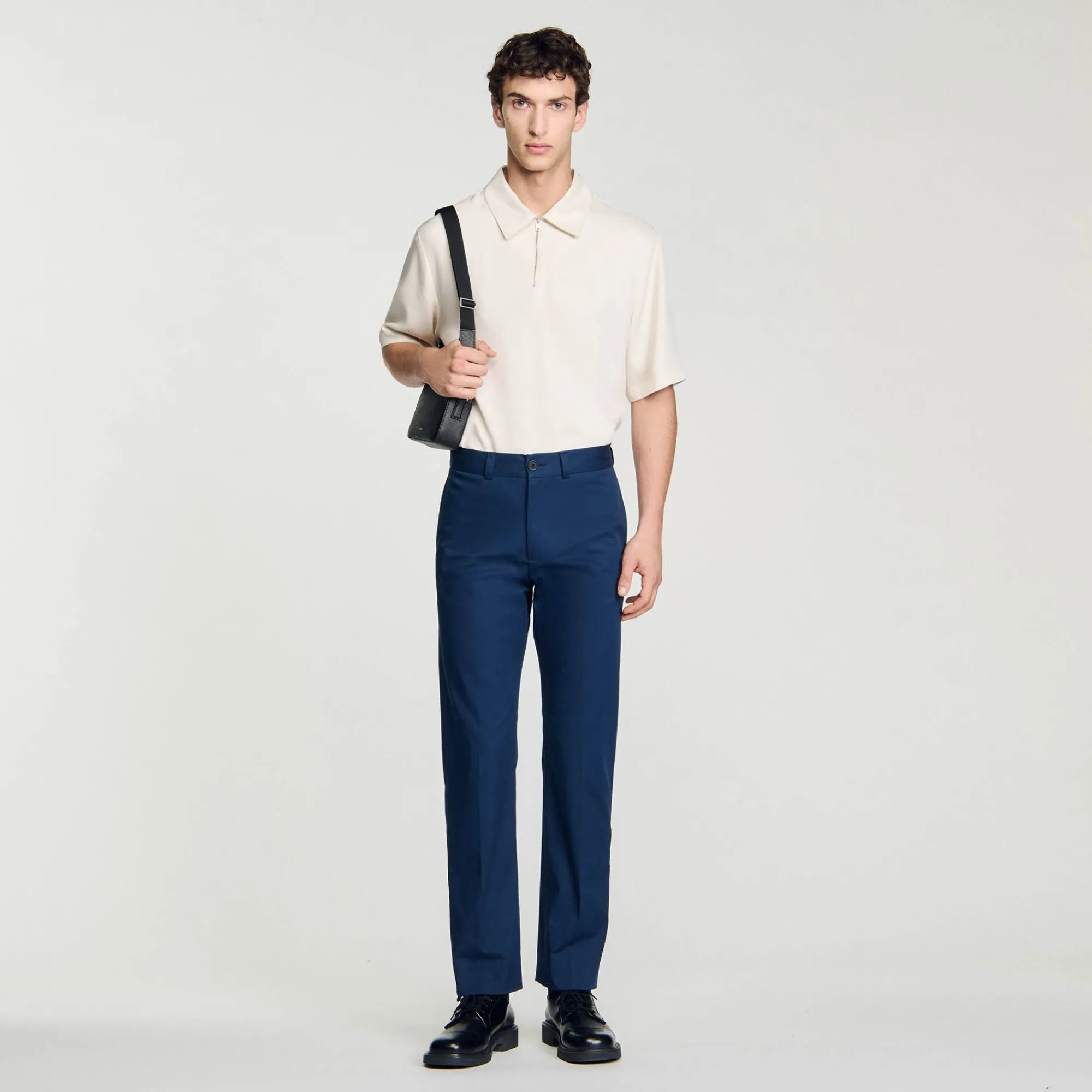 Pantalons & Shorts*SANDRO Pantalon Chino Droit Marine Foncé