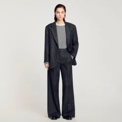 Costumes|Pantalons & Jeans*SANDRO Pantalon De Costume à Carreaux Gris Foncé