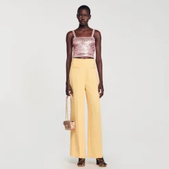 Costumes|Pantalons & Jeans*SANDRO Pantalon De Costume à Pinces Jaune Orange