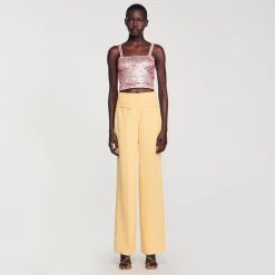 Costumes|Pantalons & Jeans*SANDRO Pantalon De Costume à Pinces Jaune Orange