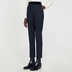 Costumes|Pantalons & Jeans*SANDRO Pantalon De Costume Ceinture Velours Bleu marine