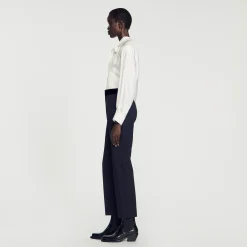 Costumes|Pantalons & Jeans*SANDRO Pantalon De Costume Ceinture Velours Bleu marine