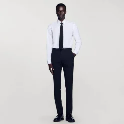 Pantalons & Shorts|Costumes & Smokings*SANDRO Pantalon De Costume Classique En Laine Marine