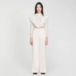 Costumes|Pantalons & Jeans*SANDRO Pantalon De Costume En Tweed Rose Clair