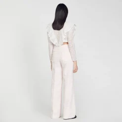 Costumes|Pantalons & Jeans*SANDRO Pantalon De Costume En Tweed Rose Clair