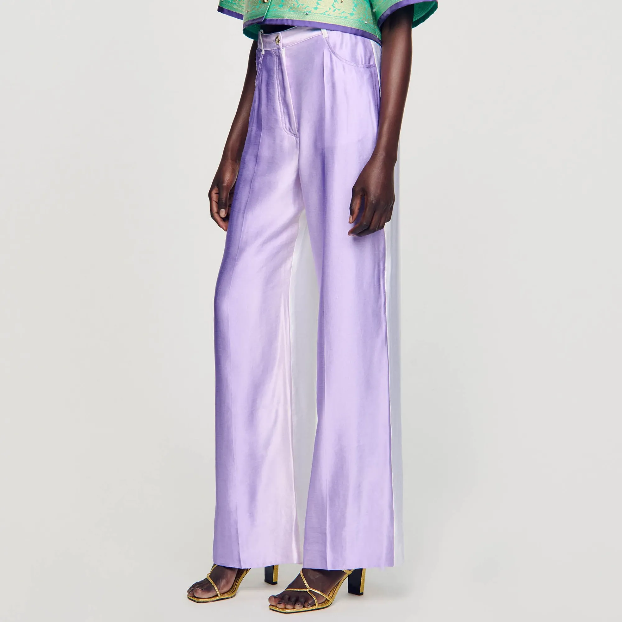 Costumes|Pantalons & Jeans*SANDRO Pantalon De Costume Fluide Ecru / Parme