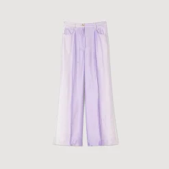Costumes|Pantalons & Jeans*SANDRO Pantalon De Costume Fluide Ecru / Parme
