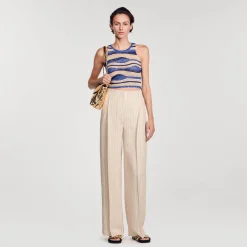 Costumes|Pantalons & Jeans*SANDRO Pantalon De Costume Large à Rayures Beige
