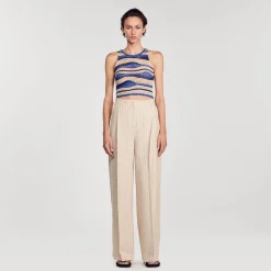 Costumes|Pantalons & Jeans*SANDRO Pantalon De Costume Large à Rayures Beige