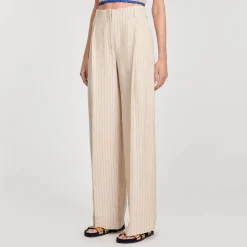 Costumes|Pantalons & Jeans*SANDRO Pantalon De Costume Large à Rayures Beige