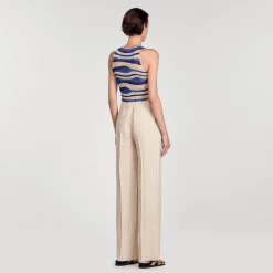 Costumes|Pantalons & Jeans*SANDRO Pantalon De Costume Large à Rayures Beige
