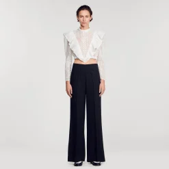 Costumes|Pantalons & Jeans*SANDRO Pantalon De Costume Large à Rayures Noir