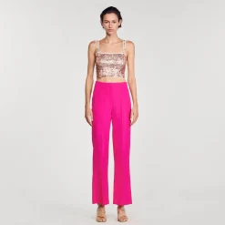 Costumes|Pantalons & Jeans*SANDRO Pantalon De Costume évasé Fushia