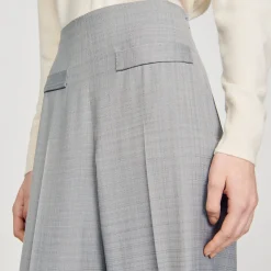 Costumes|Pantalons & Jeans*SANDRO Pantalon De Costume évasé Taille Haute Gris Clair