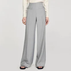Costumes|Pantalons & Jeans*SANDRO Pantalon De Costume évasé Taille Haute Gris Clair