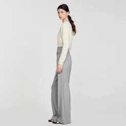 Costumes|Pantalons & Jeans*SANDRO Pantalon De Costume évasé Taille Haute Gris Clair