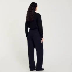 Ensembles|Pantalons & Jeans*SANDRO Pantalon Droit Noir