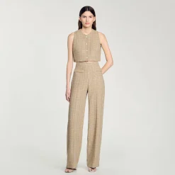 Ensembles|Pantalons & Jeans*SANDRO Pantalon Droit En Tweed Camel