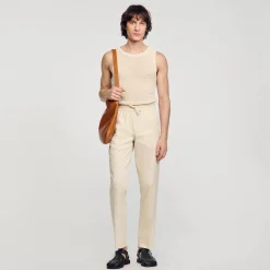 Pantalons & Shorts*SANDRO Pantalon Droit élastiqué Beige Clair
