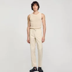 Pantalons & Shorts*SANDRO Pantalon Droit élastiqué Beige Clair