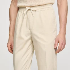 Pantalons & Shorts*SANDRO Pantalon Droit élastiqué Beige Clair