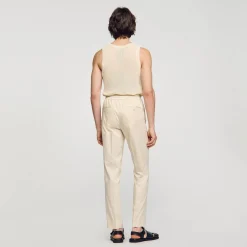 Pantalons & Shorts*SANDRO Pantalon Droit élastiqué Beige Clair
