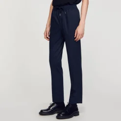 Pantalons & Shorts*SANDRO Pantalon Droit élastiqué Marine Foncé